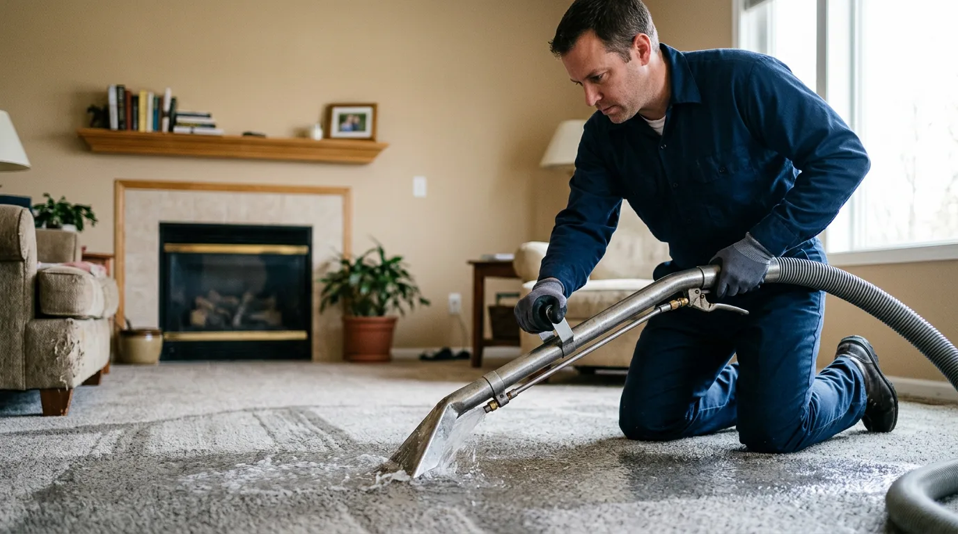 Water damage restoration technician working near West Halifax, VT